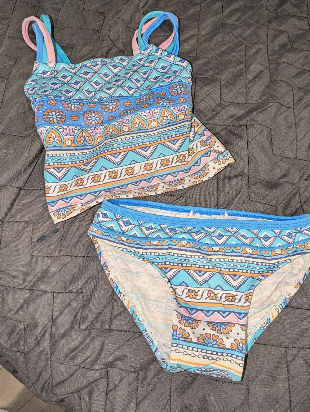 👉10/10$ Monsoon Teal, Blue, Orange & Pink Patterned Girls' Swim Bikini Bottoms